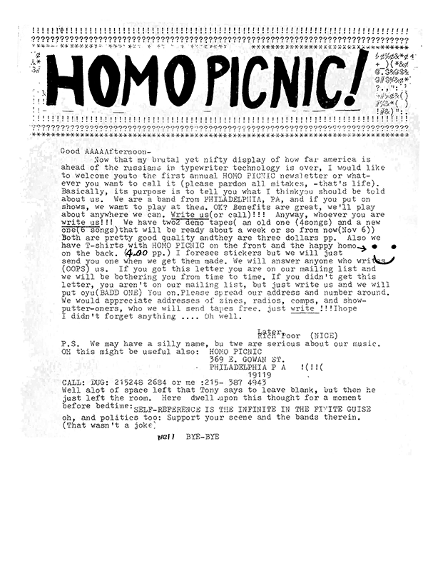 Homo Picnic Newsleteter cover